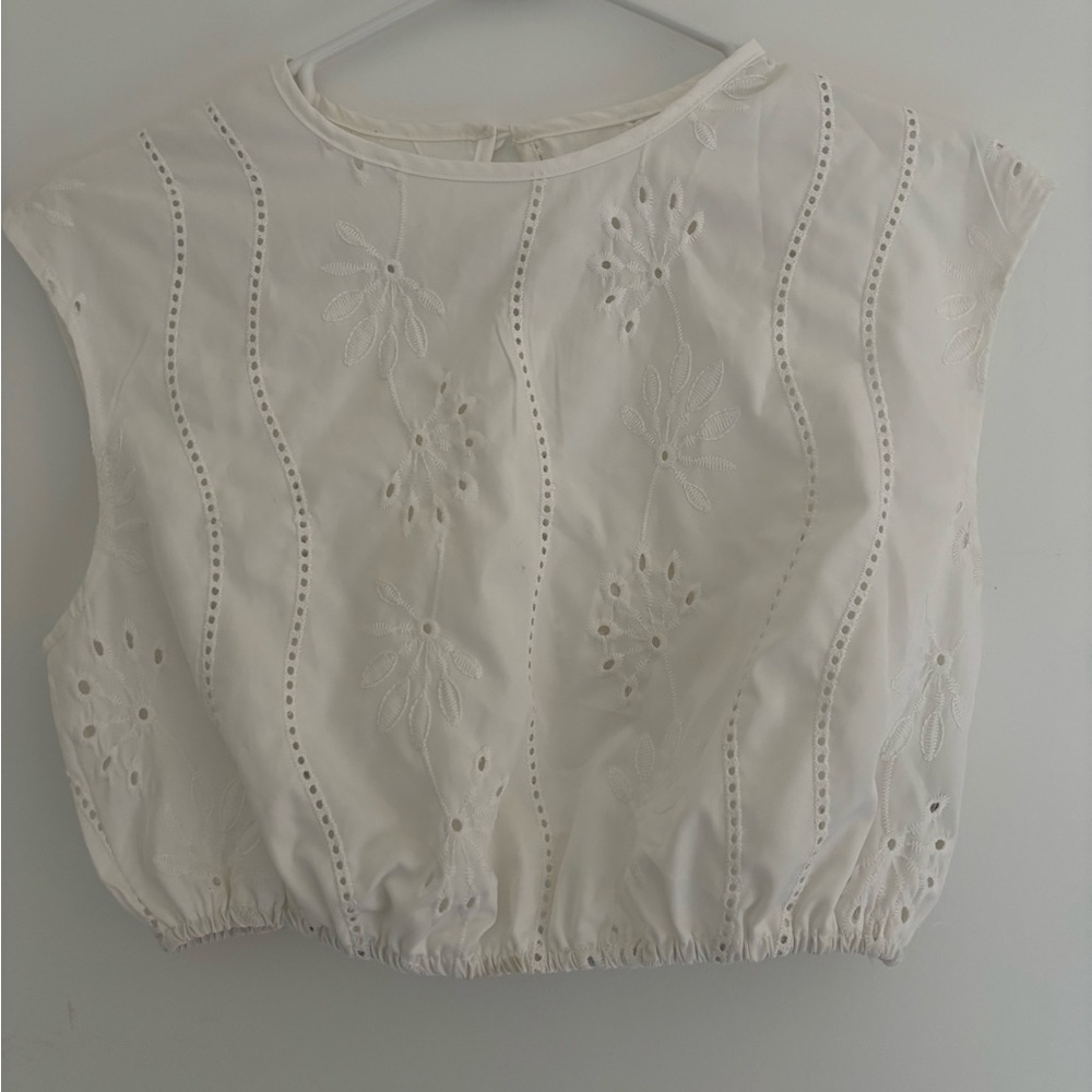 Elegant White Embroidered Women's Top